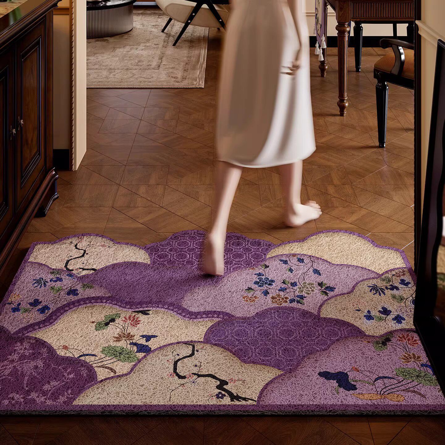 Chinese-style Decorative Home Retro High-End Cut-to-Fit Entryway Doormat