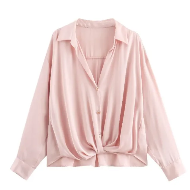 Women's European And American Style Stylish Temperament Long Sleeves Shirt Pink - Shop at LoveMi