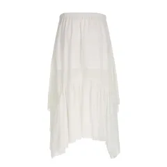 Cotton Vacation Beach Casual Irregular Long Dress - White - View 1