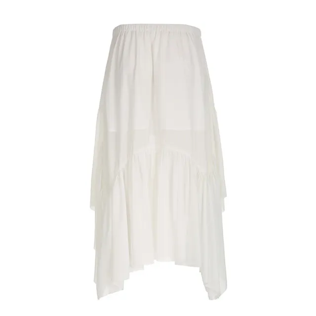 Cotton Vacation Beach Casual Irregular Long Dress White - Shop at LoveMi