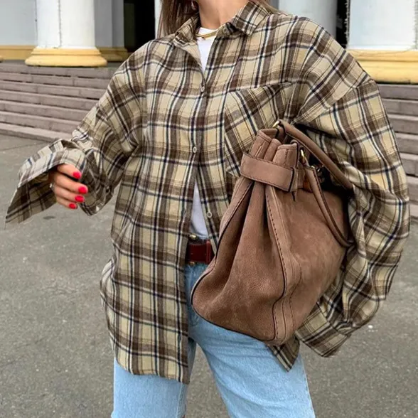 Fashion Personality Retro Plaid Shirt For Women Plaid - Shop at LoveMi