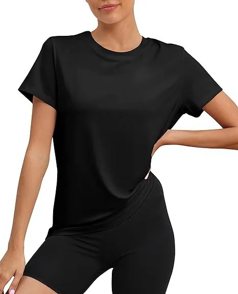 European And American Sports Top Round Neck Loose T shirt Black - Shop at LoveMi