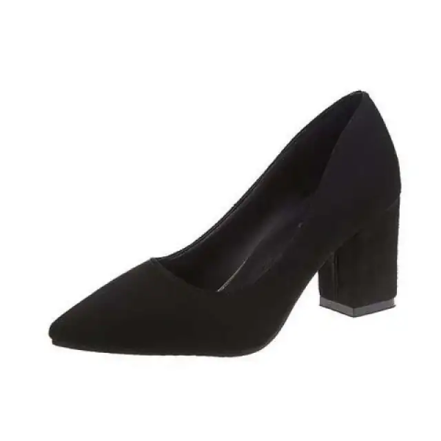 Extra Large Women's Chunky Heel High Heels Black - Shop at LoveMi