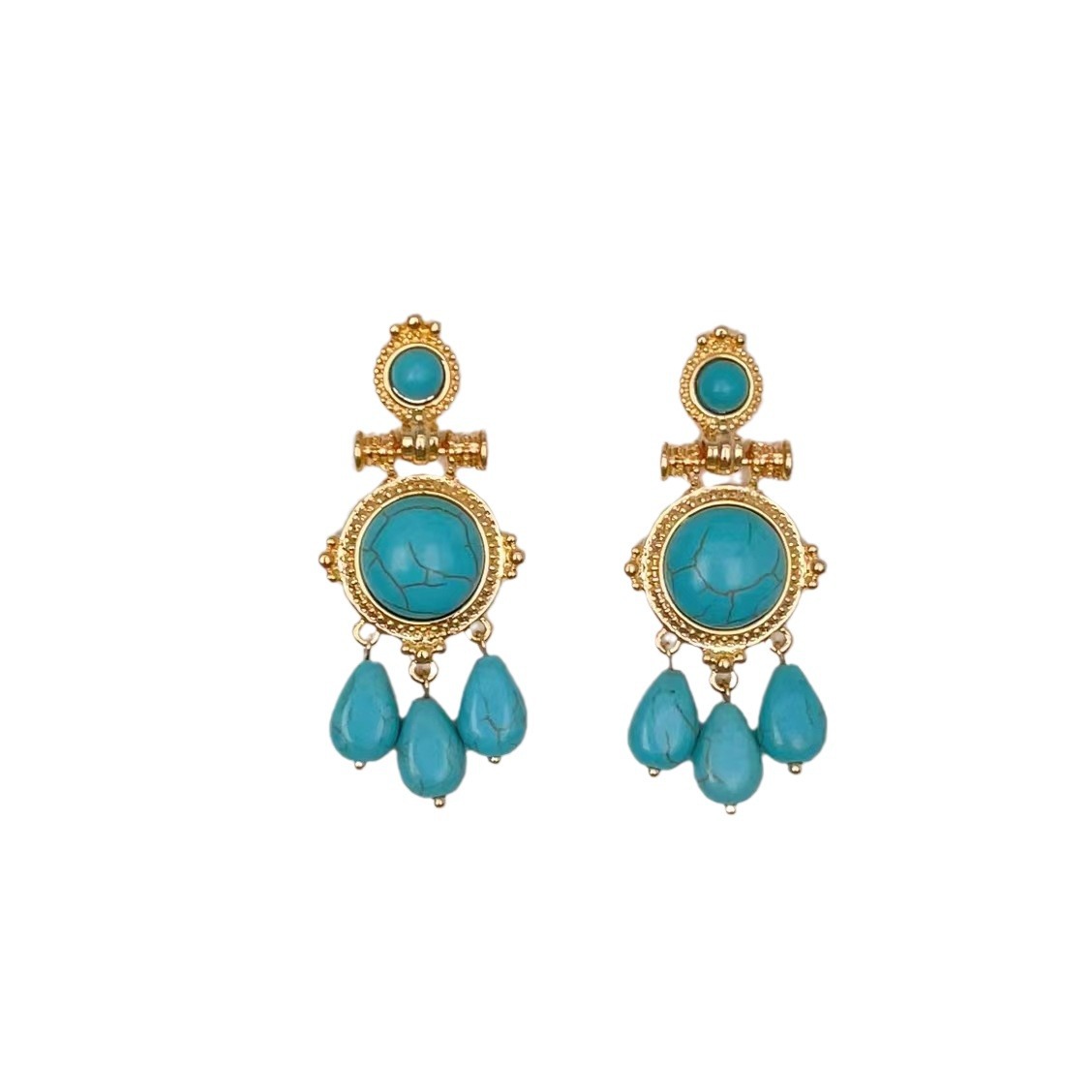 Natural Turquoise Temperament High Sense Earring Pendant
