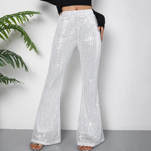 New Sequin Fashion Bootcut Pants Silver - Shop at LoveMi