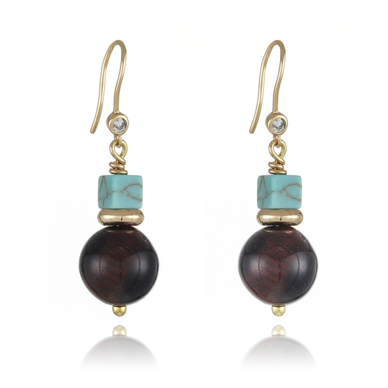 Retro Handmade Ball Bead Earrings Female Niche