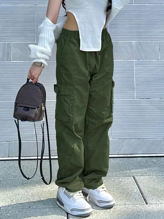 Overalls Loose Cotton Jeans Women's Army Green - Shop at LoveMi