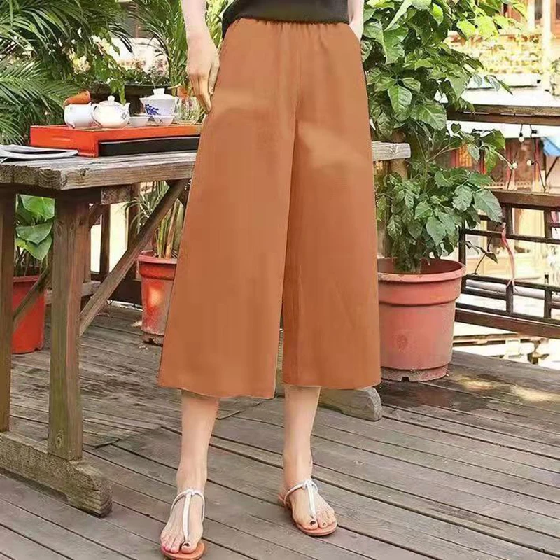 Title 12, Womens cotton and linen wide leg pants, thin l...