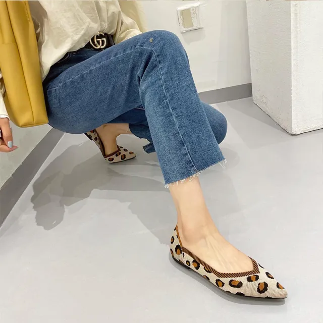 Women's Fashionable Casual Low cut Flying Flat Shoes Leopard - Shop at LoveMi
