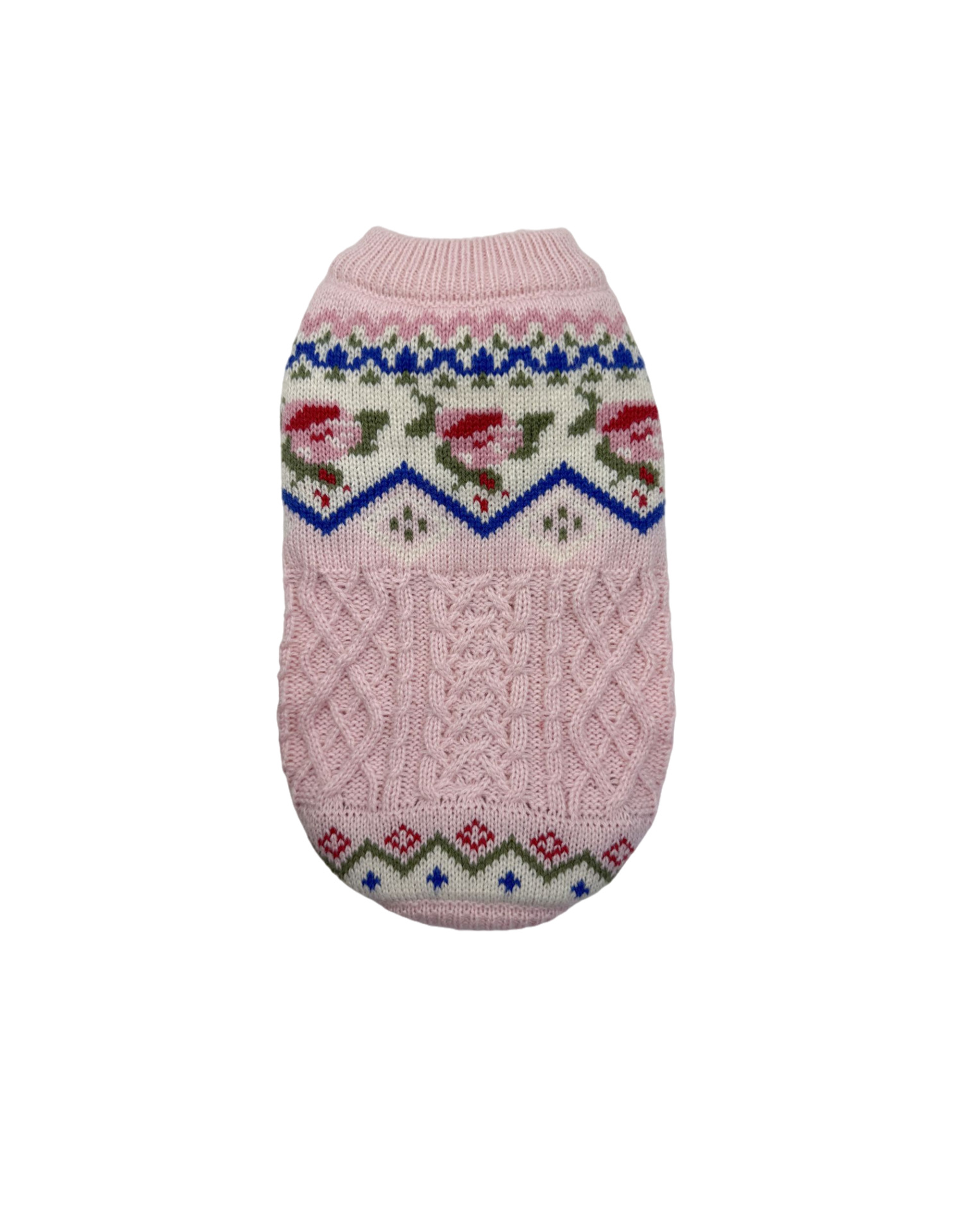 Retro Pet Sweater With New Year Roses Pattern