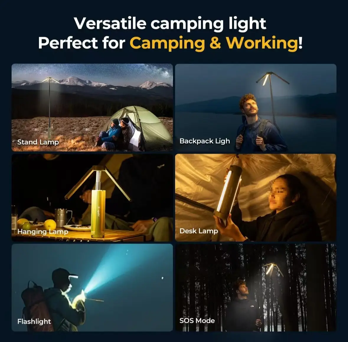 Comes With Tripod Outdoor Telescopic Folding Camping Lantern Portable