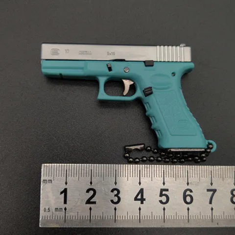 G17 Half Alloy Key Ring Model Guns Pendant Gift Toys Silver Blue Glk - Shop at LoveMi