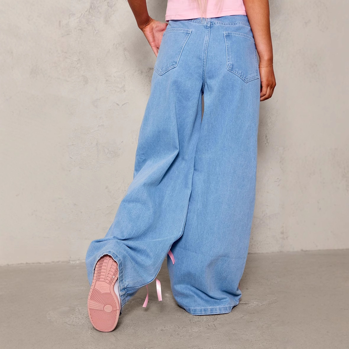 Bow High Waist Wide Leg Jeans - Image 3