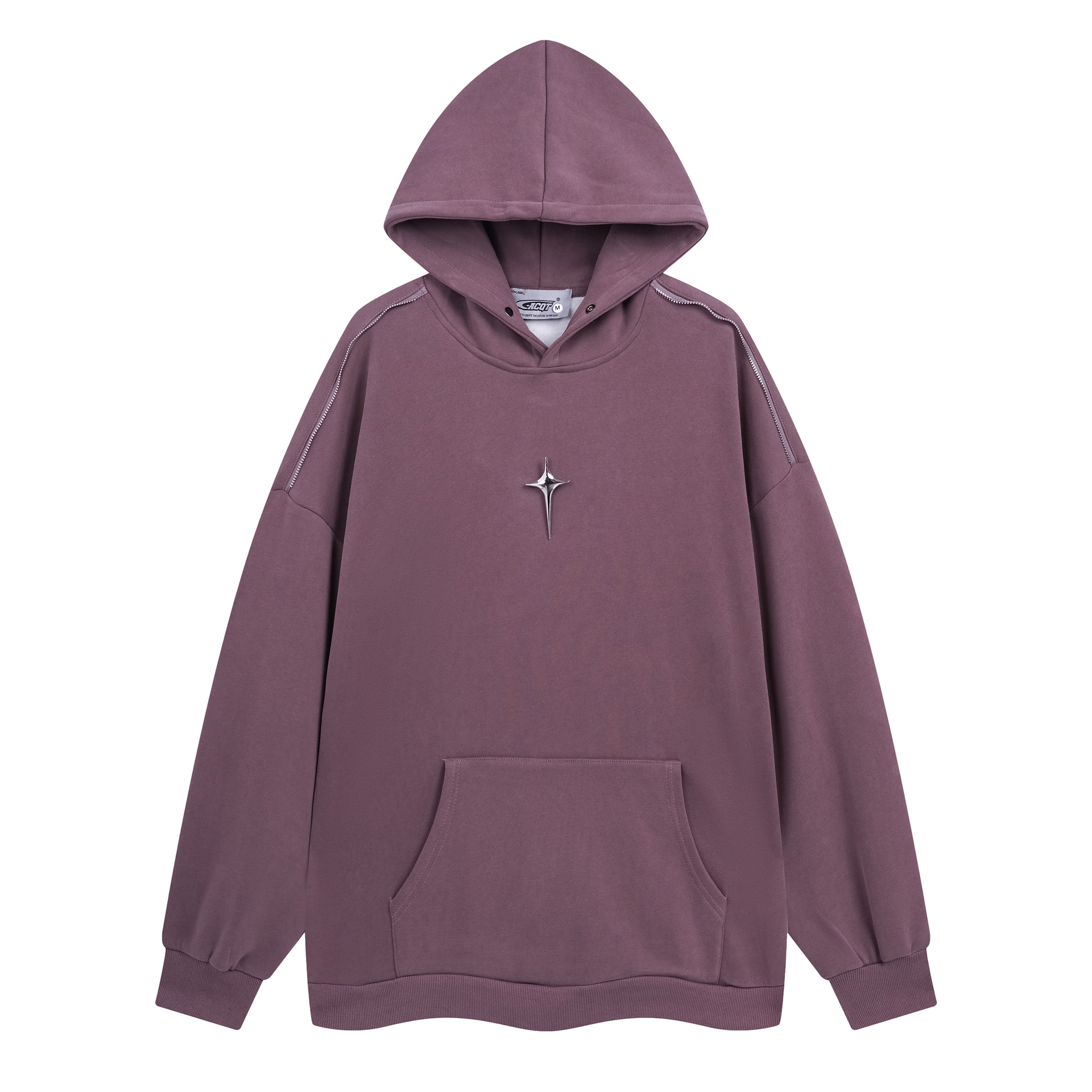 Autumn And Winter Metal Design Four Awn Star Plus Velvet Thickened Hooded Sweatshirt