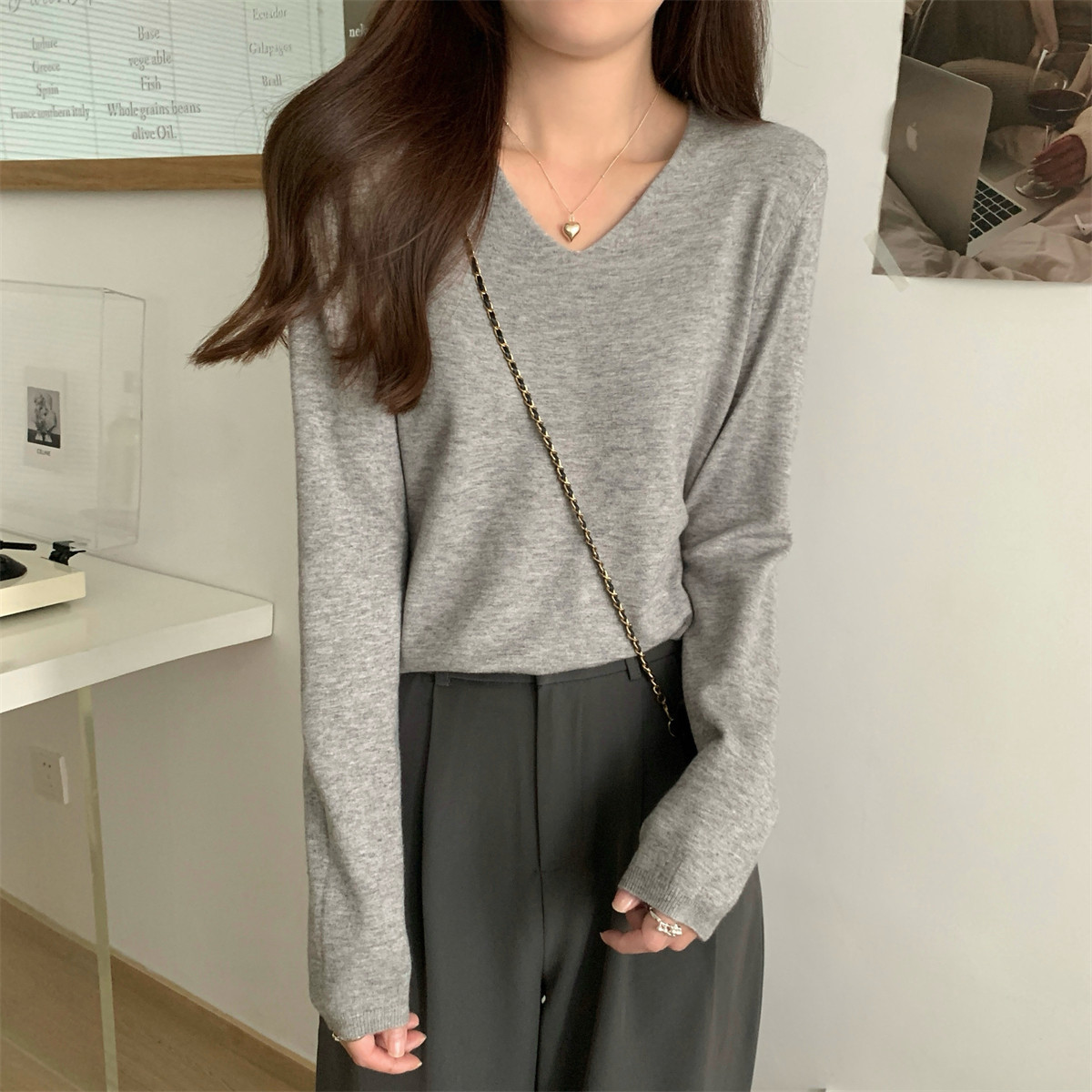 Loose Vneck Soft Cozy Sweater For Layering