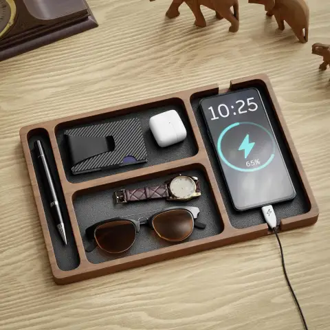 Solid Wood Grid Glasses Organize Box Mobile Phone Headset