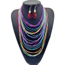 Wax Cord Multi-Layer Tassel Necklace Set view 2