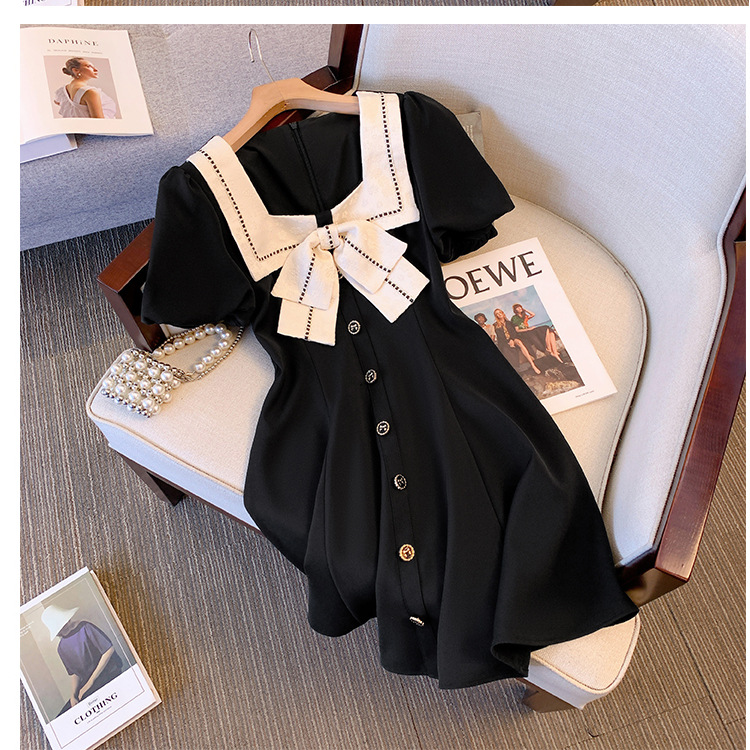 Womens French-style Casual Square-neck Short-sleeve Dress - Image 2