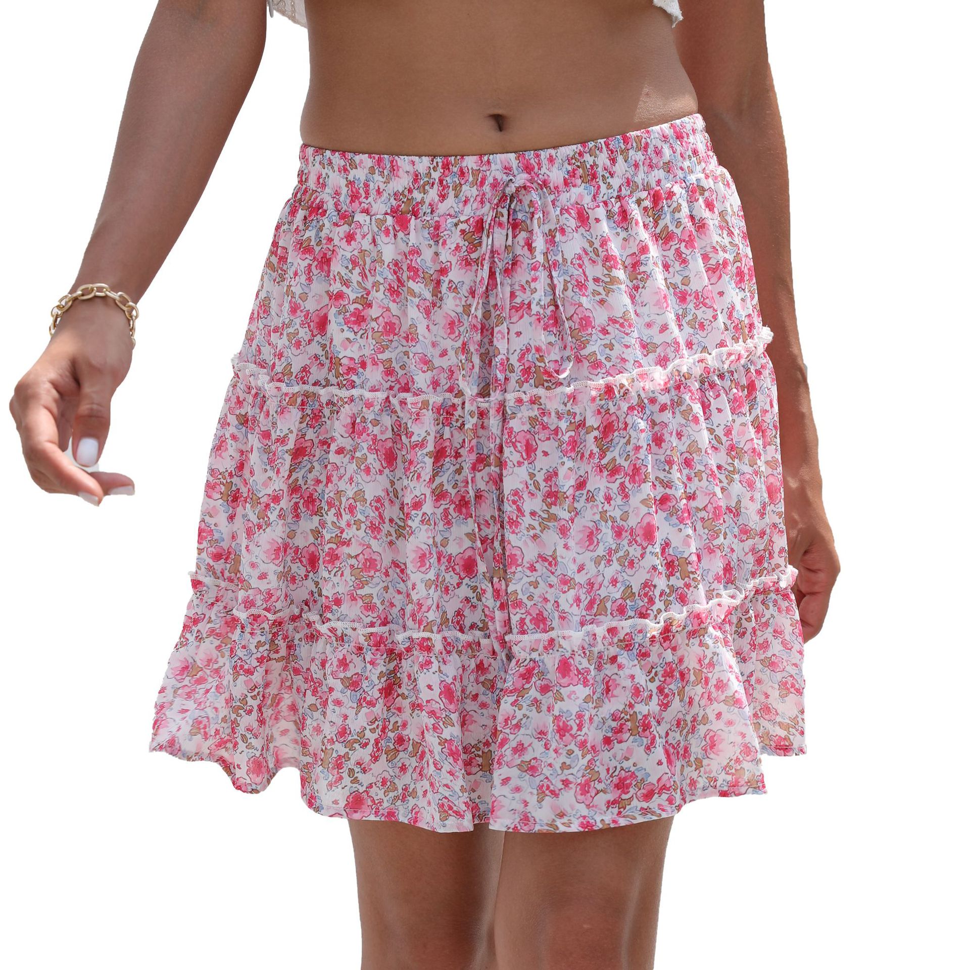 Women's Fashion Stitching Floral Skirt