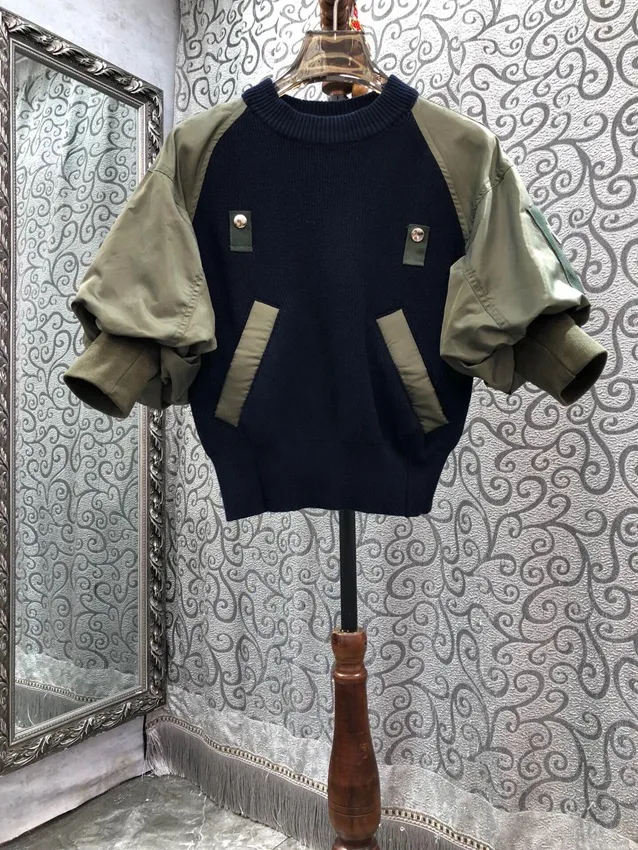 Women's Patchwork Knitting Loose Casual All matching Hoodie Top Green - Shop at LoveMi