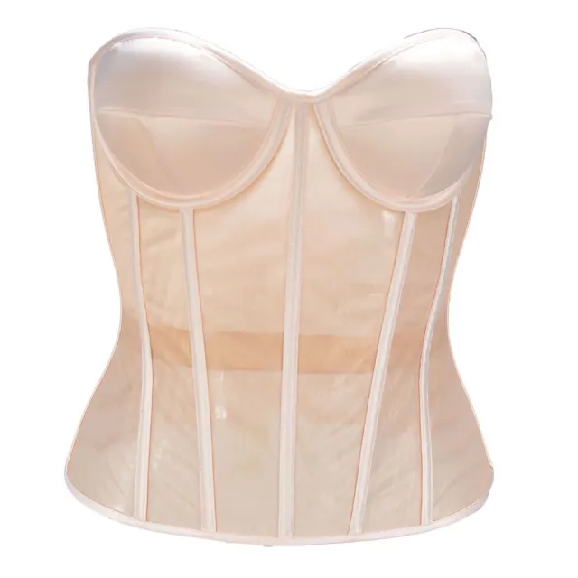 Mesh Wedding Dress Bottoming See through Corset Apricot - Shop at LoveMi