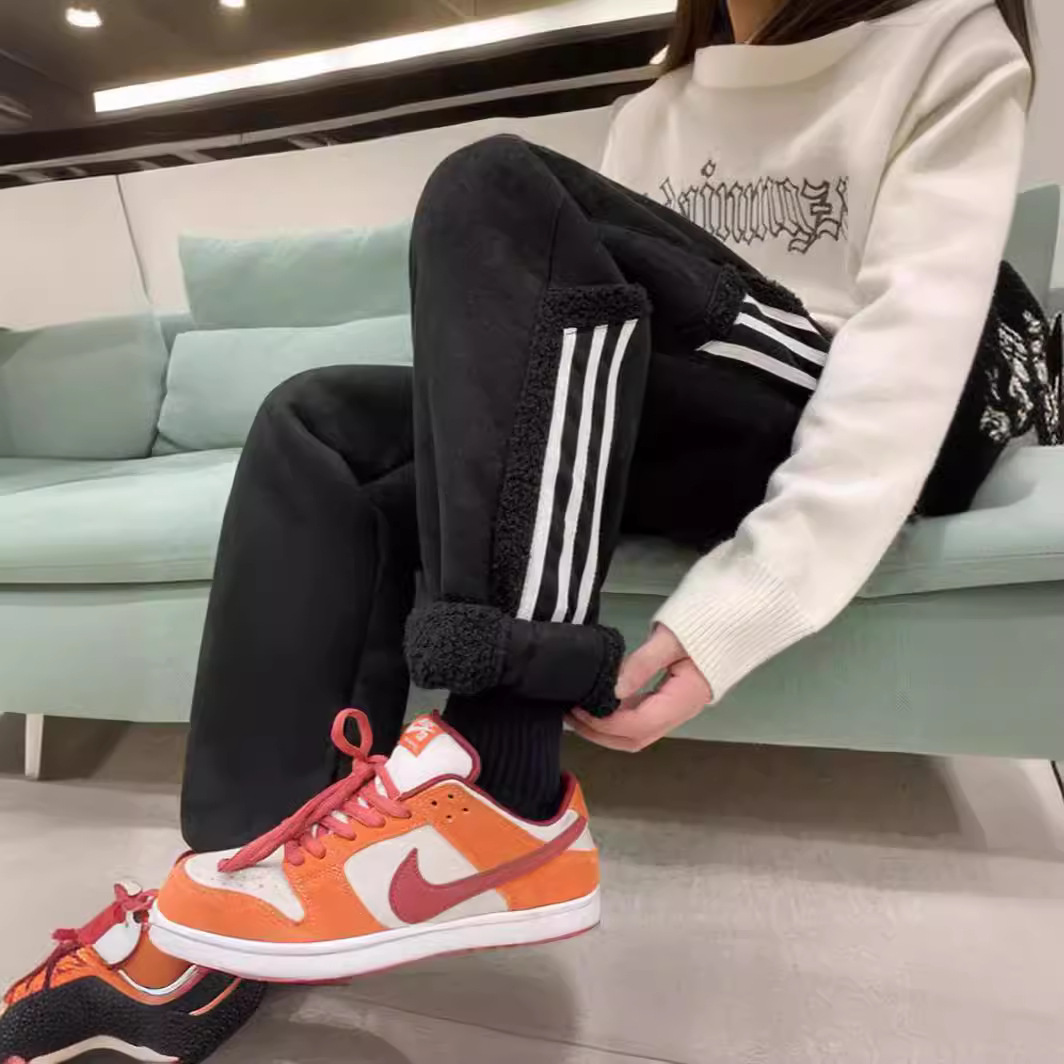 Mens AutumnWinter Striped Color-Block Fleece-Lined Ankle-Fit Pants