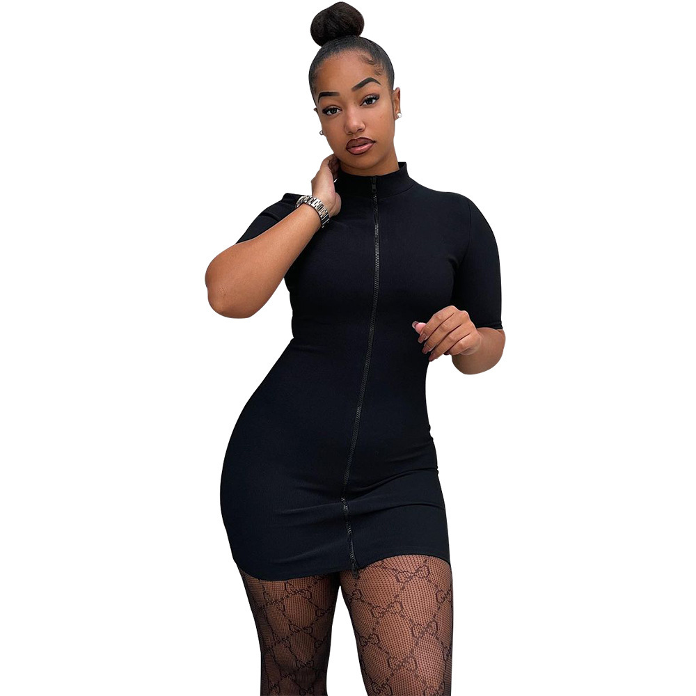 Solid Color Half Sleeve Dress Women