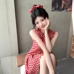 Strawberry Red And White Check Skirt A- Line Skirt For Women - Strawberry Plaid - View 1