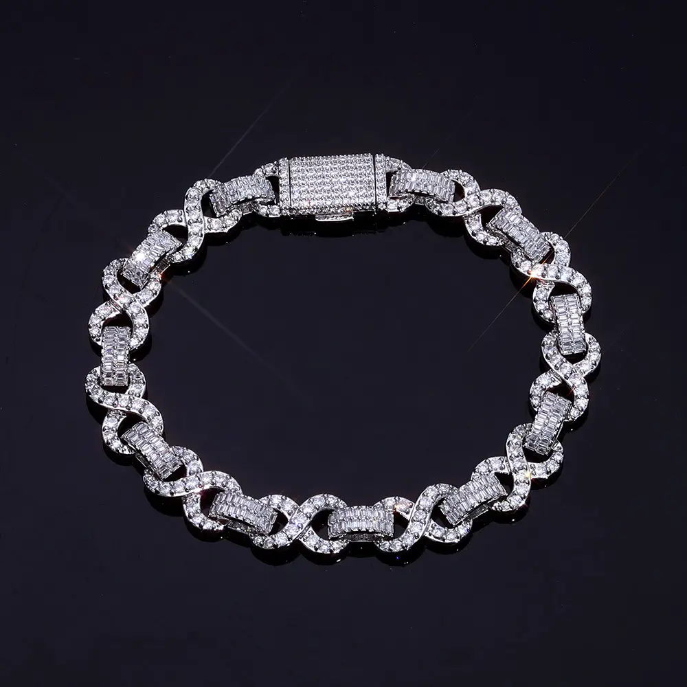 Clasp-style Mixed-inlay T-shaped Cubic Zirconia Bracelet Accessory