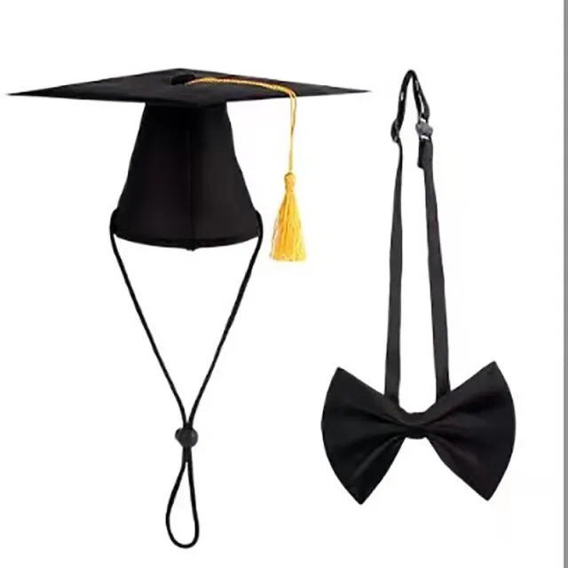Dog Tassel Doctorial Hat Party Supplies Pet Hat Black Doctorial Hat Bow Tie - Shop at LoveMi
