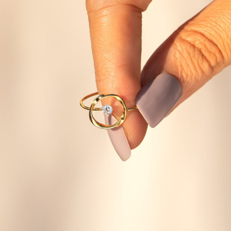 Womens Round Ring, Simple Circle Design, European And American Style