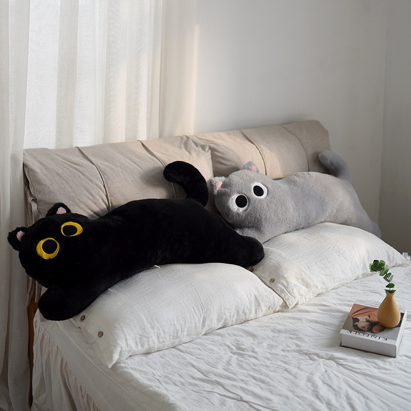Plush Black Cat Throw Pillow