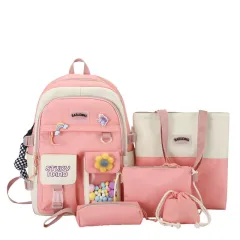 Women's Fashion Casual Large-capacity Backpack - Pink - View 1