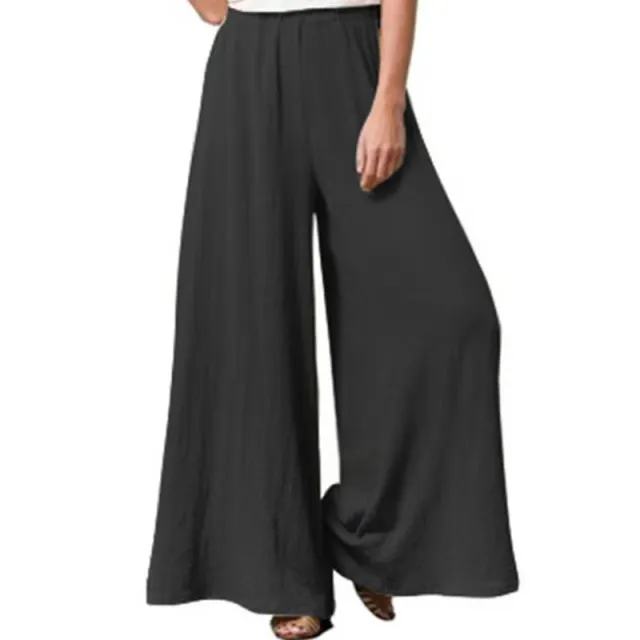 Women's Cotton And Linen Loose Wide leg Pants Oversized Casual Trousers Black - Shop at LoveMi
