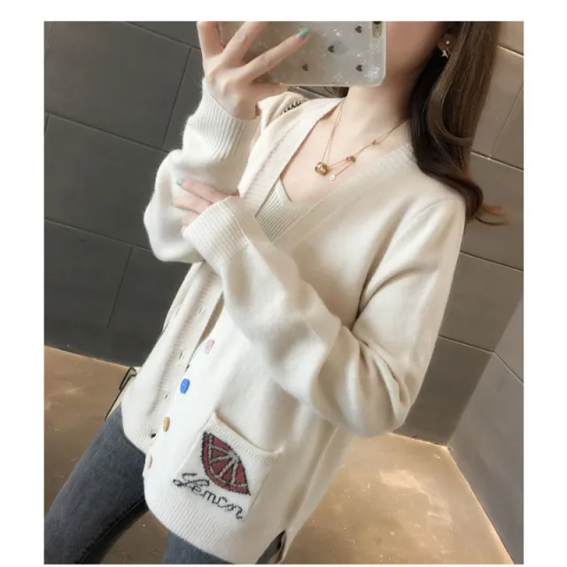Early Autumn Clothing Short Knitted Cardigan Outer Wear Top White - Shop at LoveMi