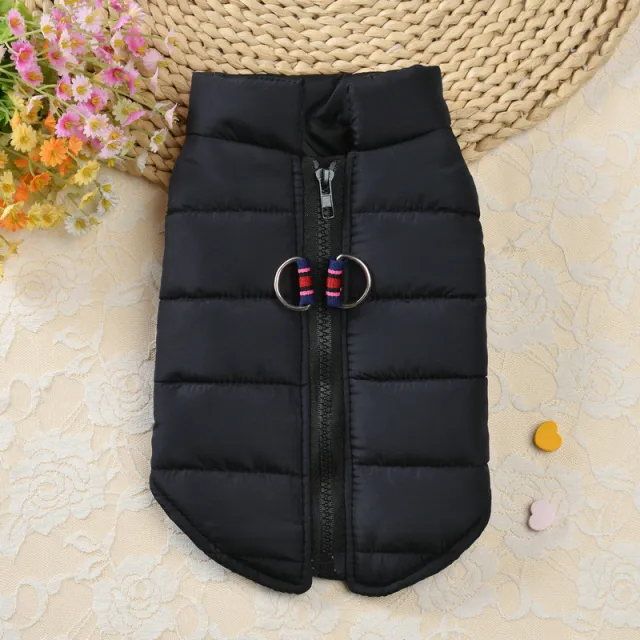 Autumn And Winter Zipper Vest Warm Pet Clothes Black - Shop at LoveMi
