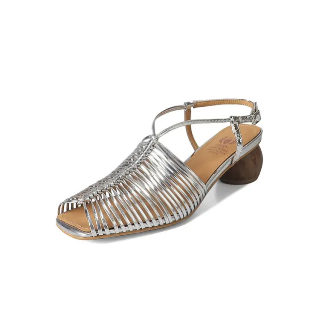 Retro Roman Chunky Heel Square Toe Lace up Sandals Silver - Shop at LoveMi