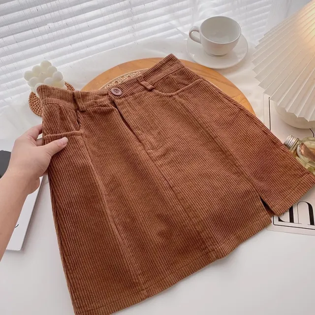 Retro High Waist Slimming Commuting Slim Fit Slit A Line Skirt Brown - Shop at LoveMi