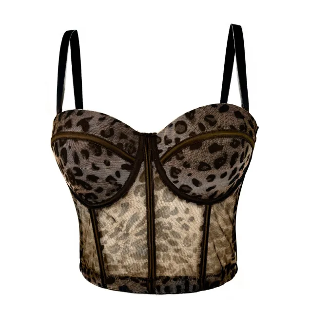 Women's All match Leopard Print Fishbone Corset Leopard - Shop at LoveMi