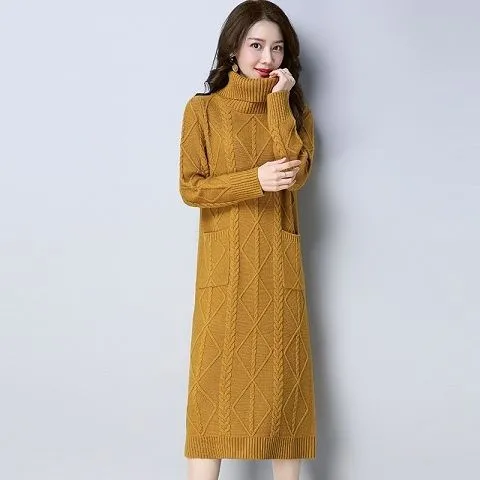 Womens High neck Long Fleece lined Extra thick Loose fitting Sweater Orange - Shop at LoveMi