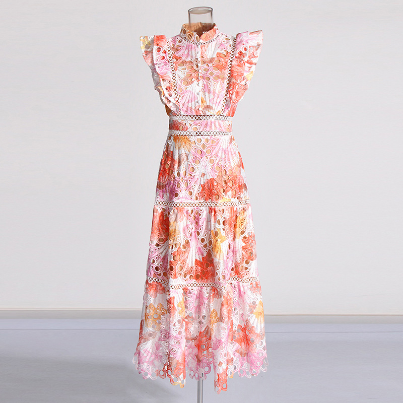 Fashion Sweet Style Long New Embroidered Crocheted Flower Dress Women Printing - Shop at LoveMi