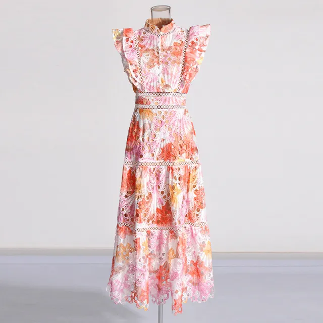 Fashion Sweet Style Long New Embroidered Crocheted Flower Dress Women Printing - Shop at LoveMi