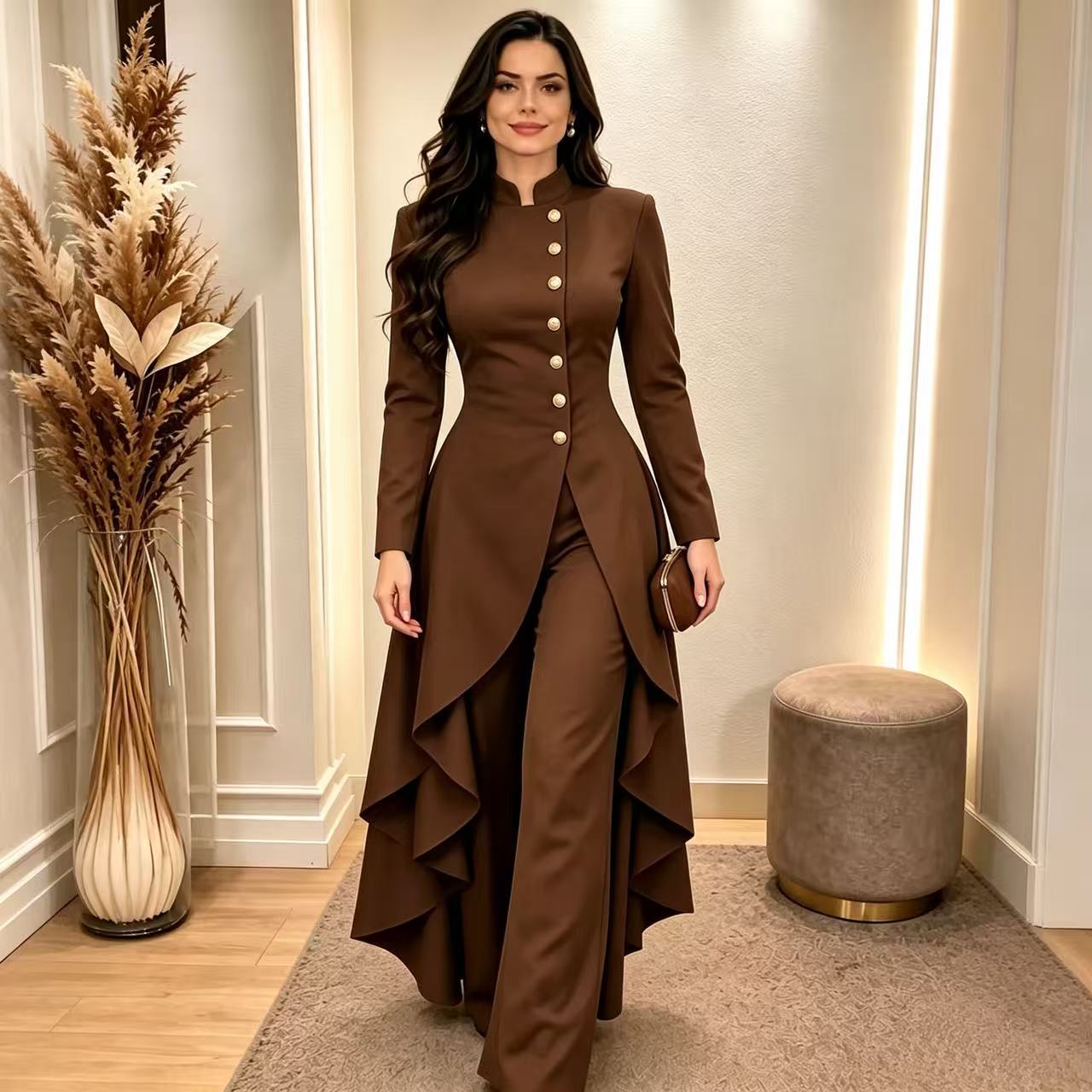 Fashionable Solid-color Belted Suit Set For Women 11