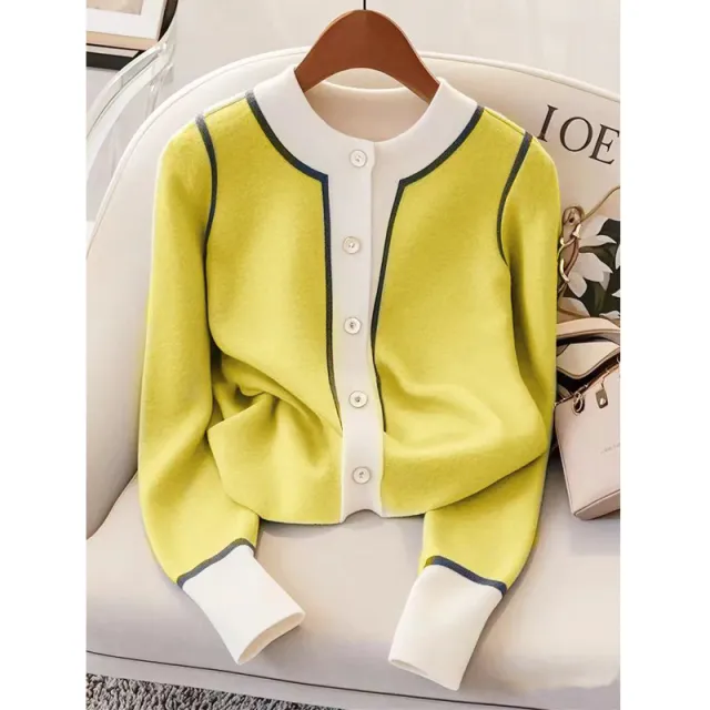Cold Series Short Fashionable Long Sleeve Sweater Coat Women Yellow - Shop at LoveMi