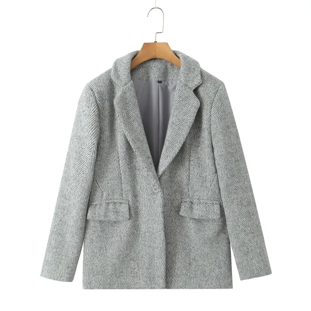 Autumn And Winter New Casual Woolen Outside Women Light Gray Coat - Shop at LoveMi