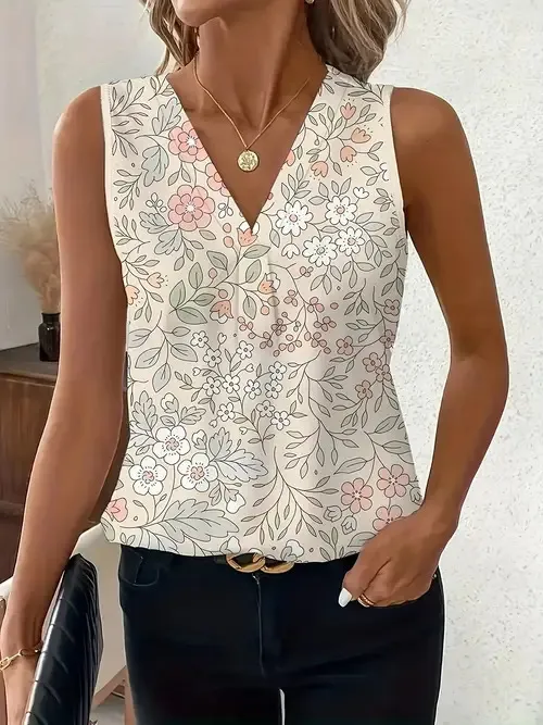 Women's Versatile Minimalist Printed Vest - Wb32Rq250507Y014