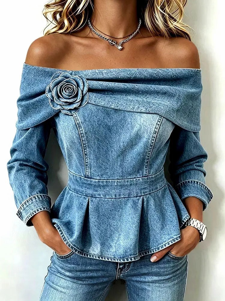 High-end Floral-decorated Waist-cinching Slimming Top
