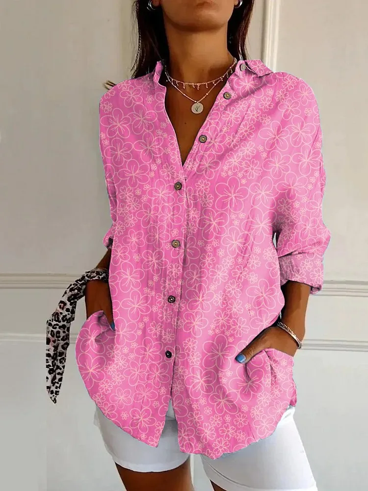 Long Sleeve Beach Travel Printed Shirt - Yk1719Pk-4Xl