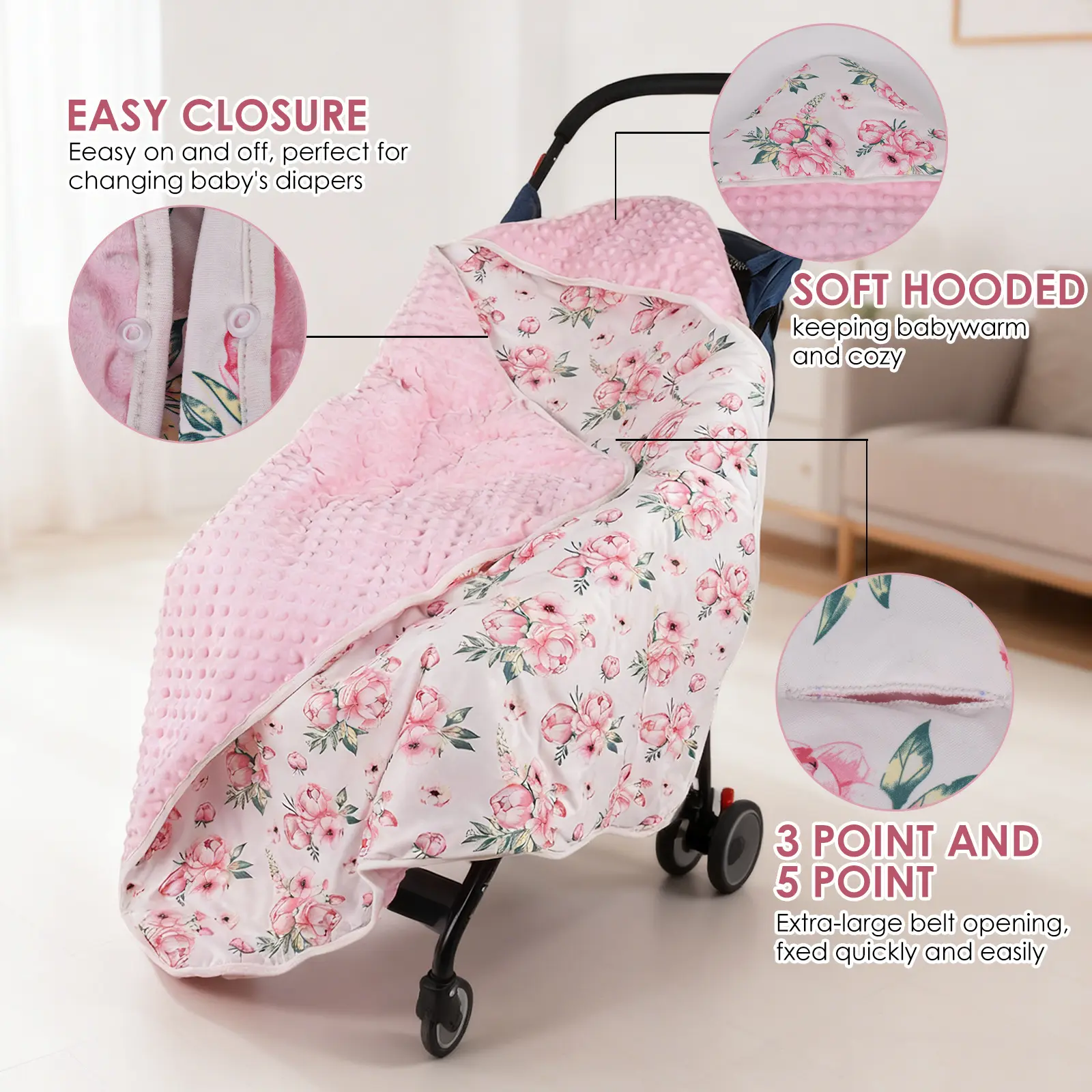 Hooded Swaddle Blanket Multi-Functional Baby Bassinet Cover