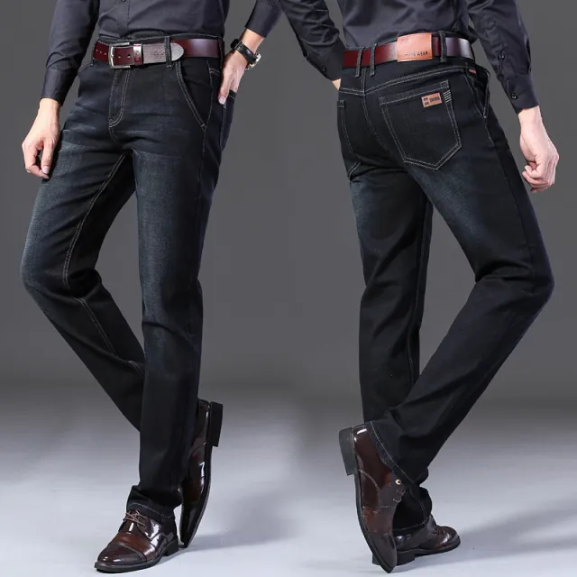 Men's Mid waist Fashion Straight Slim Jeans 8853 Black Stretch - Shop at LoveMi